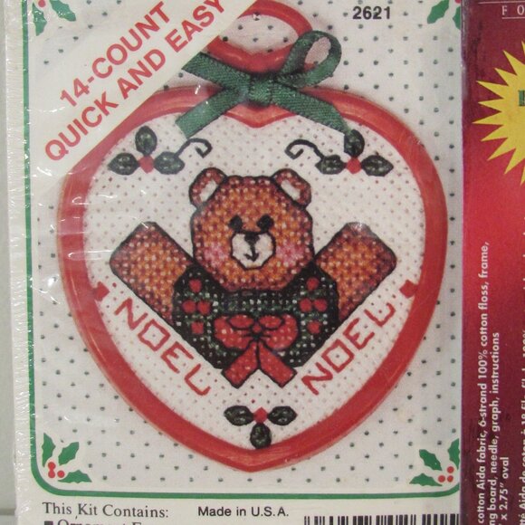 Santa/Mouse/Bear Mini Cross Stitch Kits - Christmas Ornaments - Picture 3 of 12